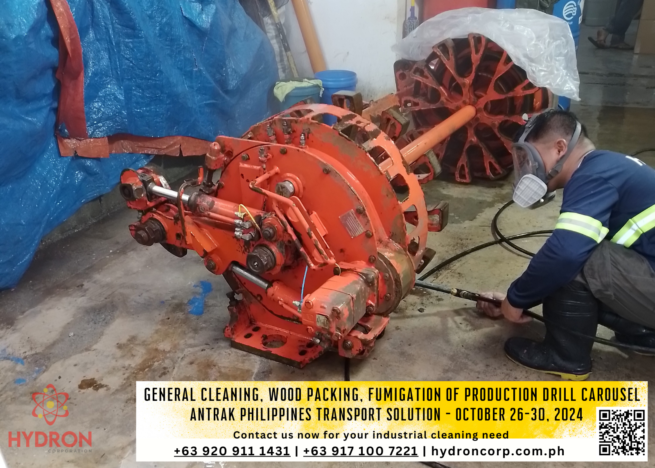 GENERAL CLEANING, WOOD PACKING, FUMIGATION of PRODUCTION DRILL CAROUSEL antrak Philippines transport solution