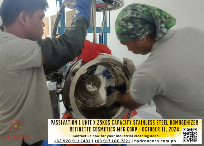 passivation 1 UNIT X 25kgs CAPACITY STAINLESS STEEL HOMOGENIZER Refinette cosmetics MFG CORP