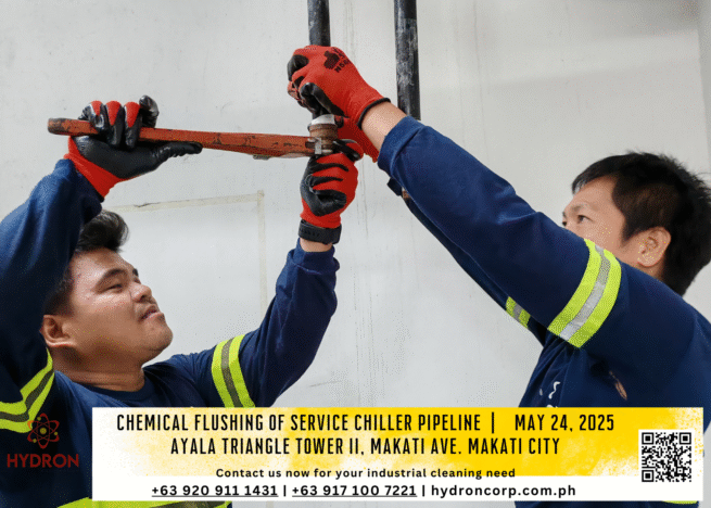 Chemical flushing of service chiller pipeline in the Philippines