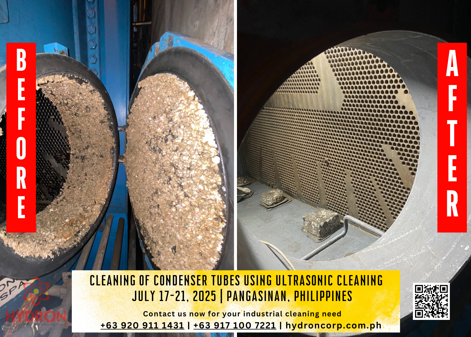 Ultrasonic condenser tube cleaning